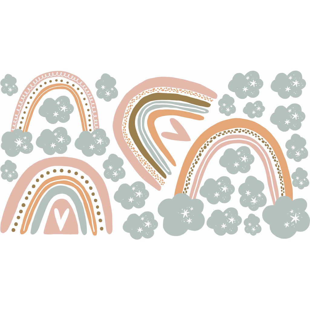 WALLDECAL RAINBOW SKANDINAVIAN KAJA / DEKORASI DINDING KAMAR / STIKER DINDING WALL DECAL / HM056