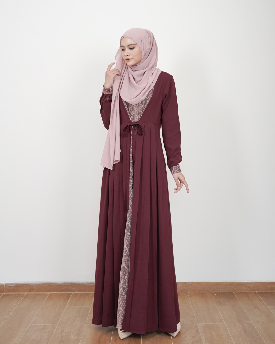 Evolvere - Samira Dress Sahara Platinum Gamis Wanita Mix Brokat Busui Friendly
