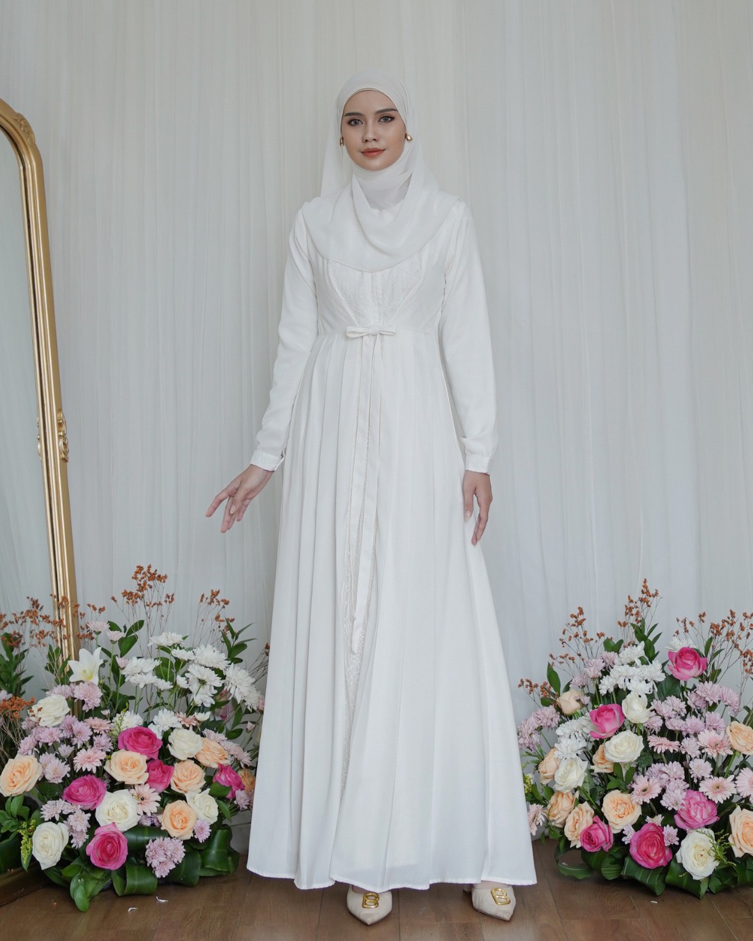 Evolvere - Samira Dress Sahara Platinum Gamis Wanita Mix Brokat Busui Friendly