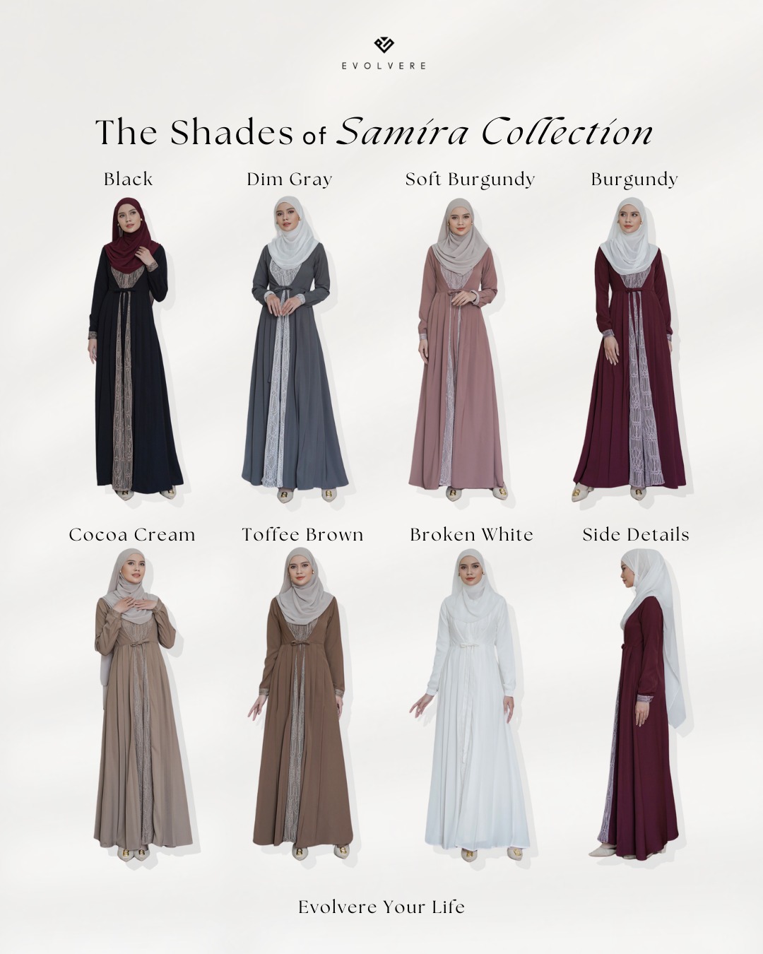 Evolvere - Samira Dress Sahara Platinum Gamis Wanita Mix Brokat Busui Friendly