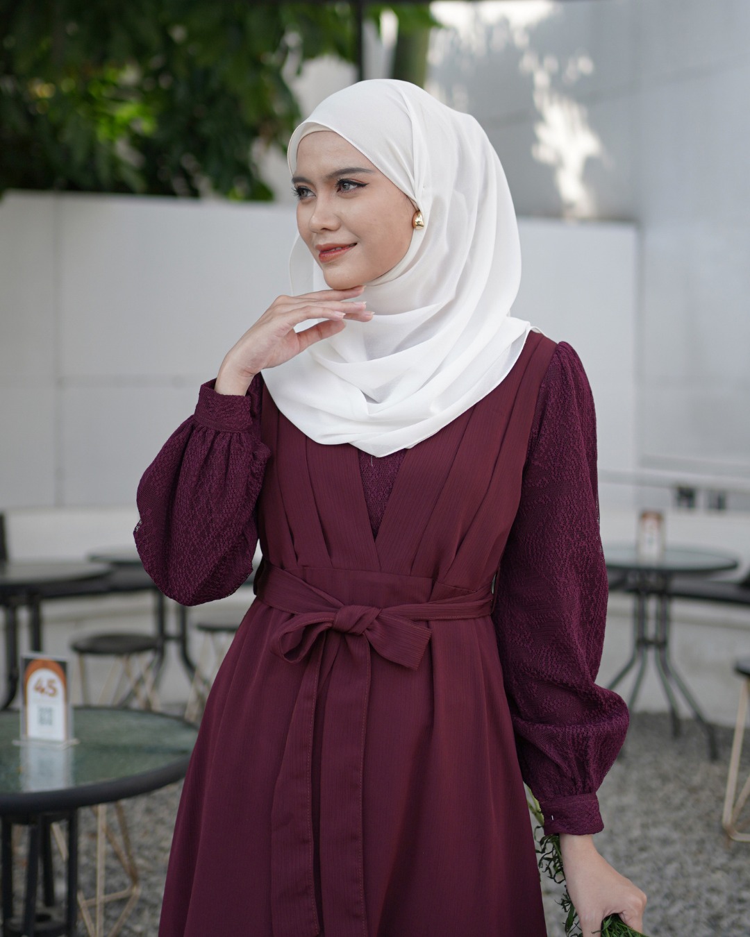 Evolvere - Ilona Dress Shine Lux Mix Brukat Fashion Gamis Muslim Wanita Busui Friendly ( Free Belt )