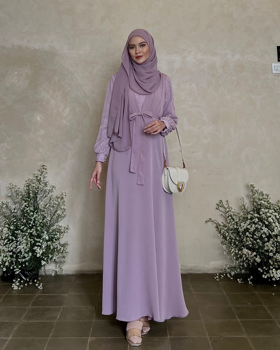 Evolvere - Ilona Dress Shine Lux Mix Brukat Fashion Gamis Muslim Wanita Busui Friendly ( Free Belt )