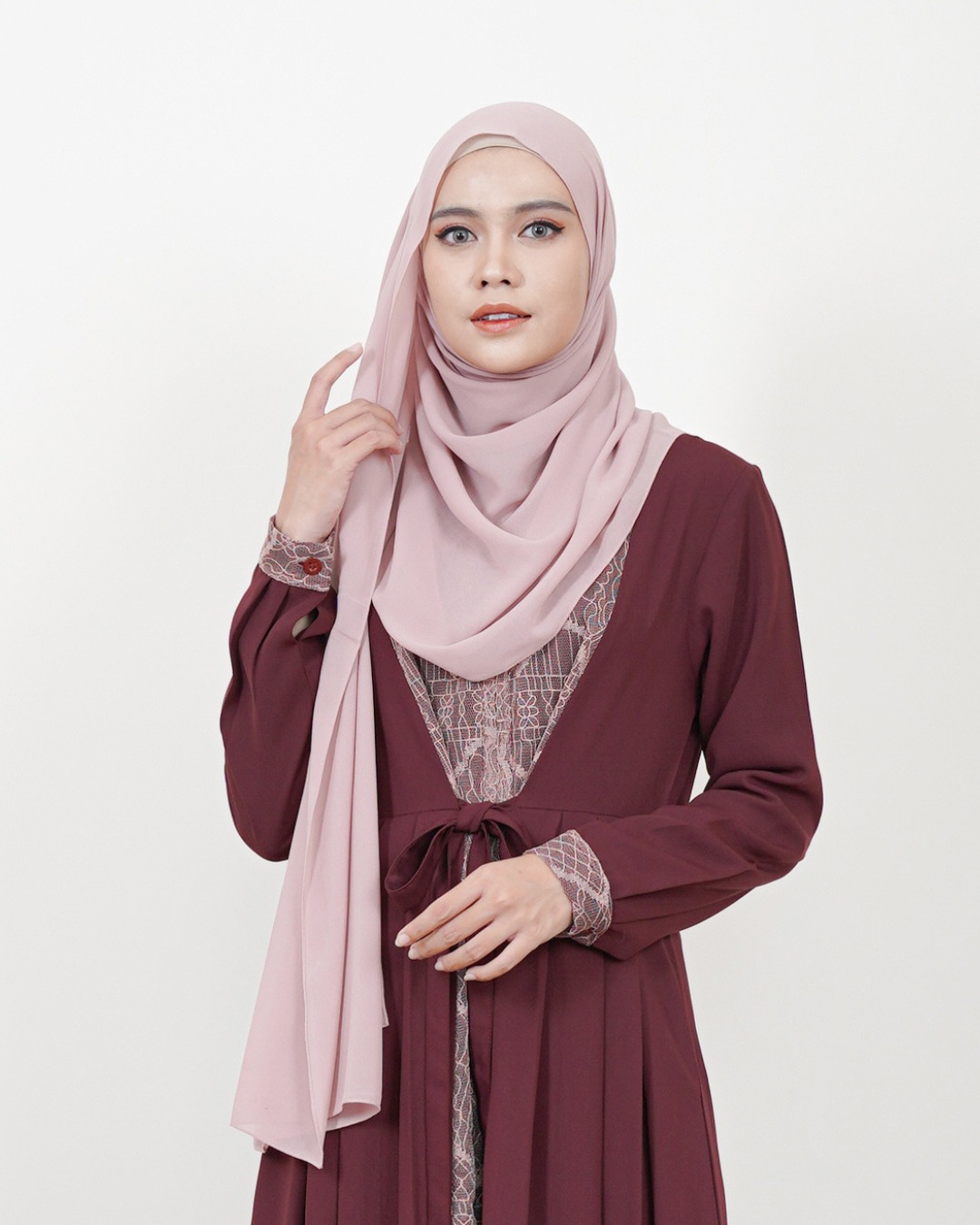Samira Dress mix brokat Satu Set dengan Pashmina Ceruti Babydoll