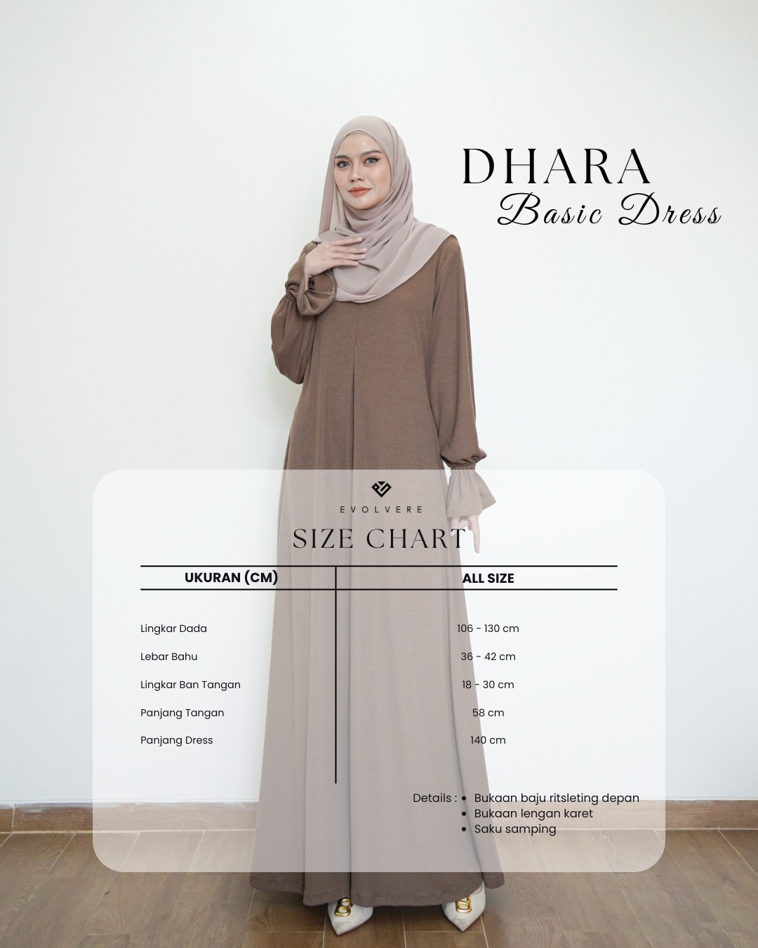Evolvere - Dhara Basic Rib Knit Dress Muslim