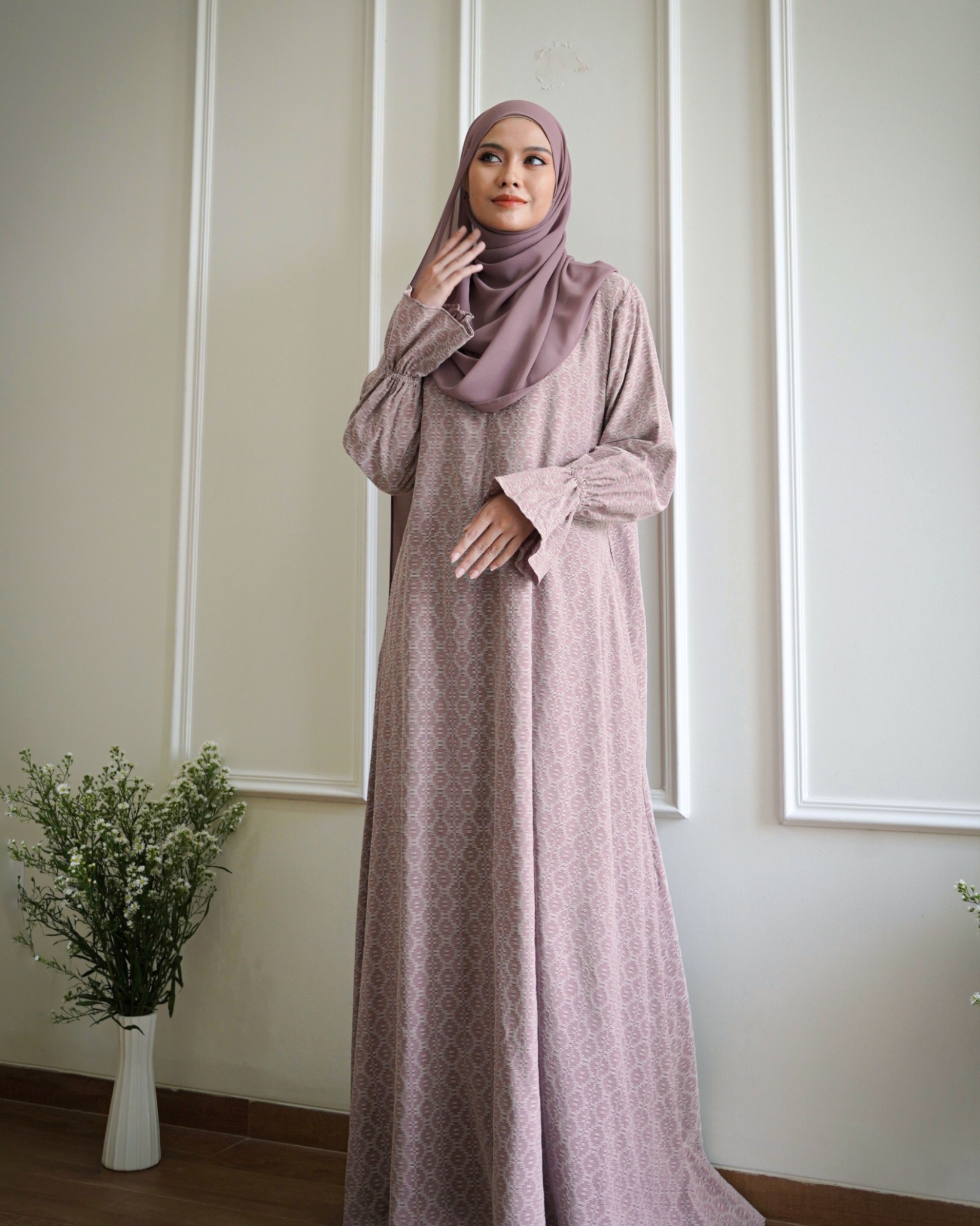 Evolvere - Khadijah Dress Motif Muslimah A-Line (Oversized / Big Sized)