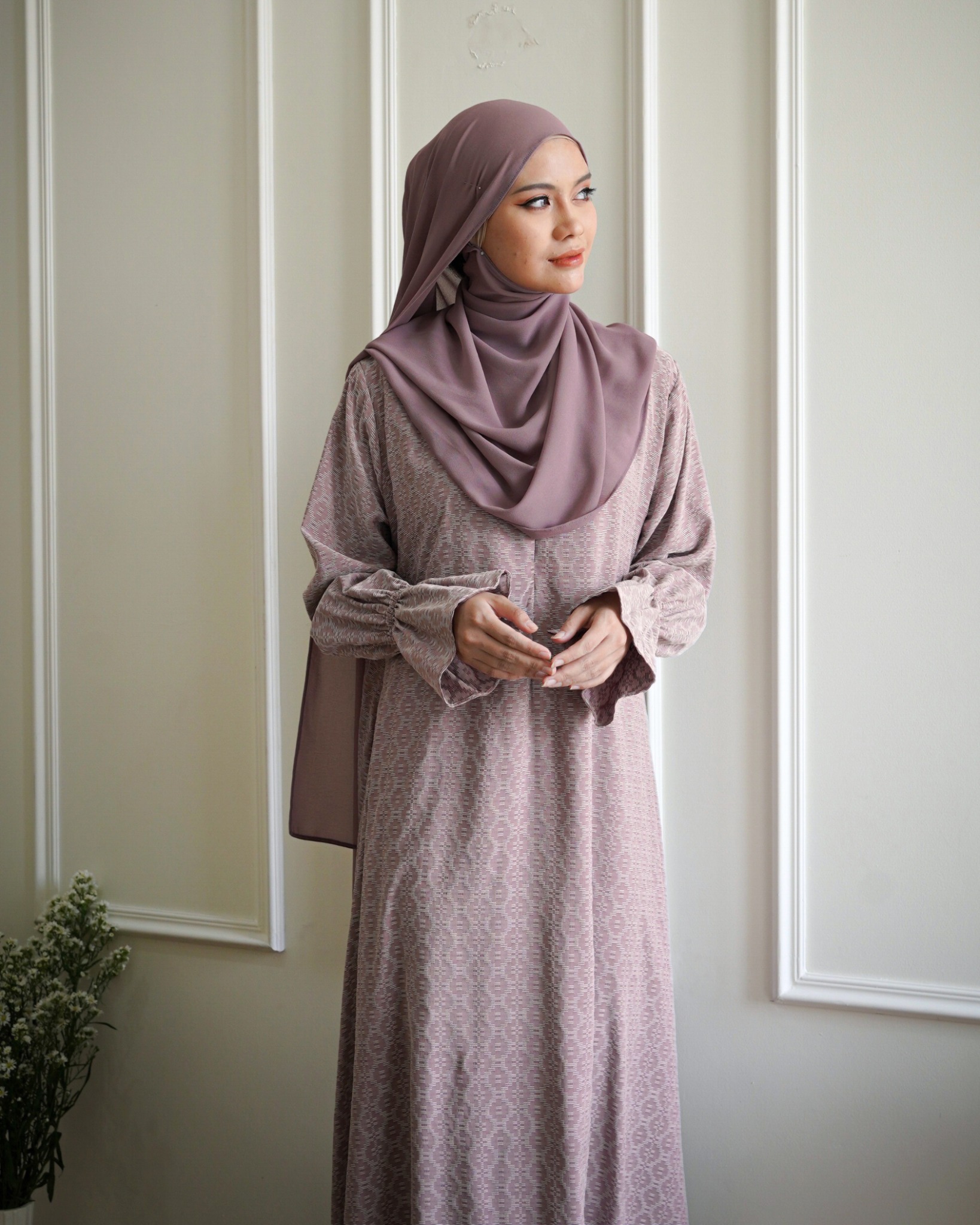Evolvere - Khadijah Dress Motif Muslimah A-Line (Oversized / Big Sized)
