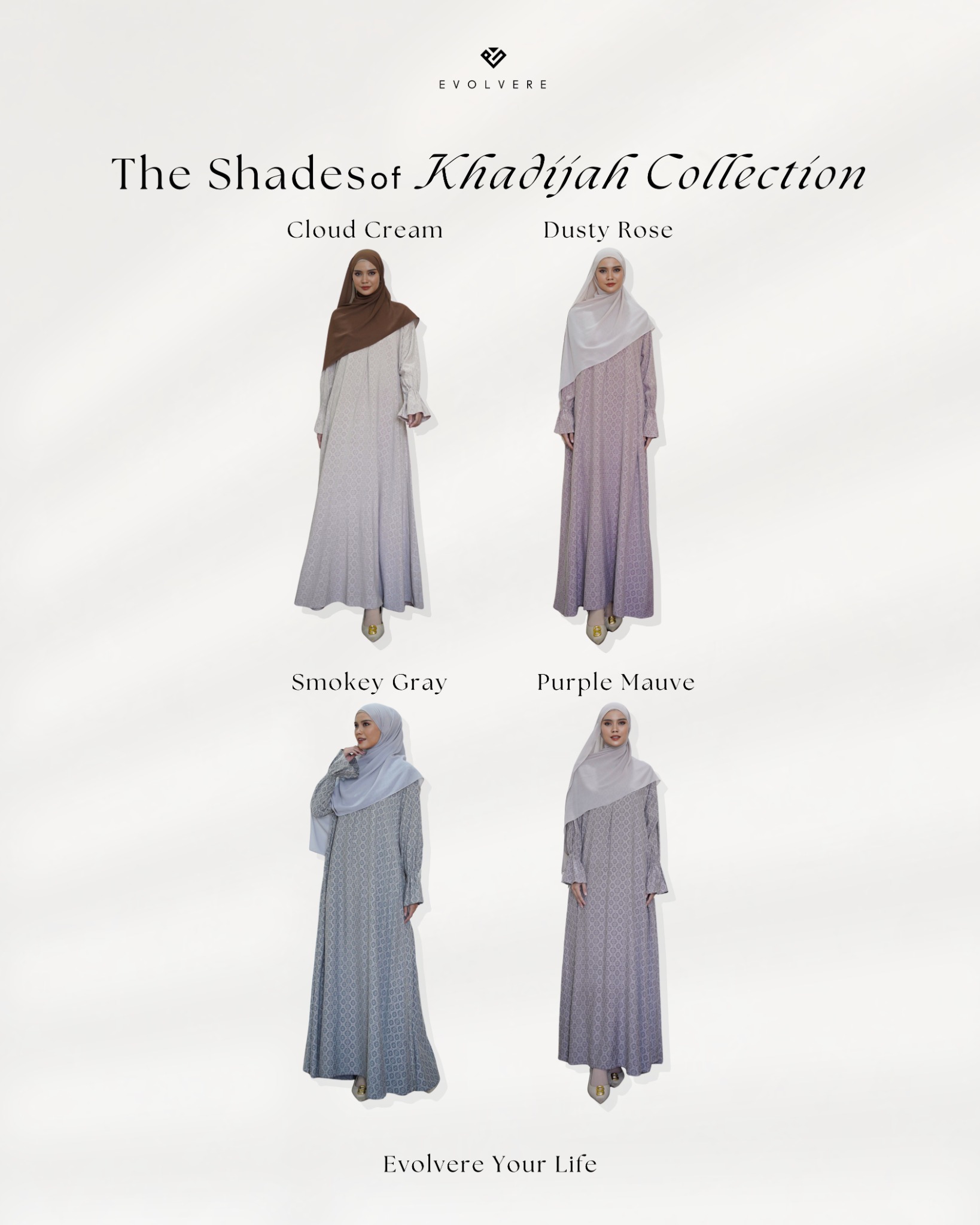 Evolvere - Khadijah Dress Motif Muslimah A-Line (Oversized / Big Sized)