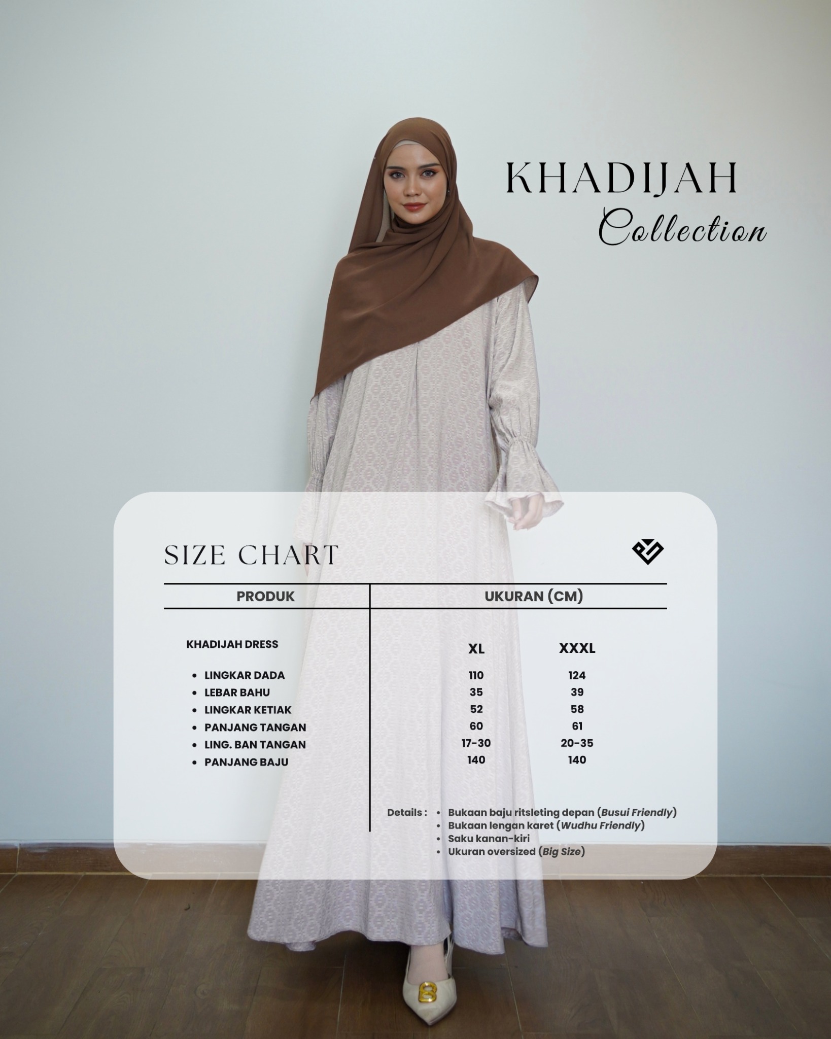Evolvere - Khadijah Dress Motif Muslimah A-Line (Oversized / Big Sized)