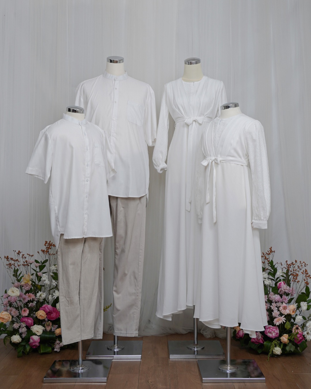Evolvere - Sarimbit Keluarga Couple ILONA BROKEN WHITE /Dress Kemeja Koko/Dewasa dan Anak