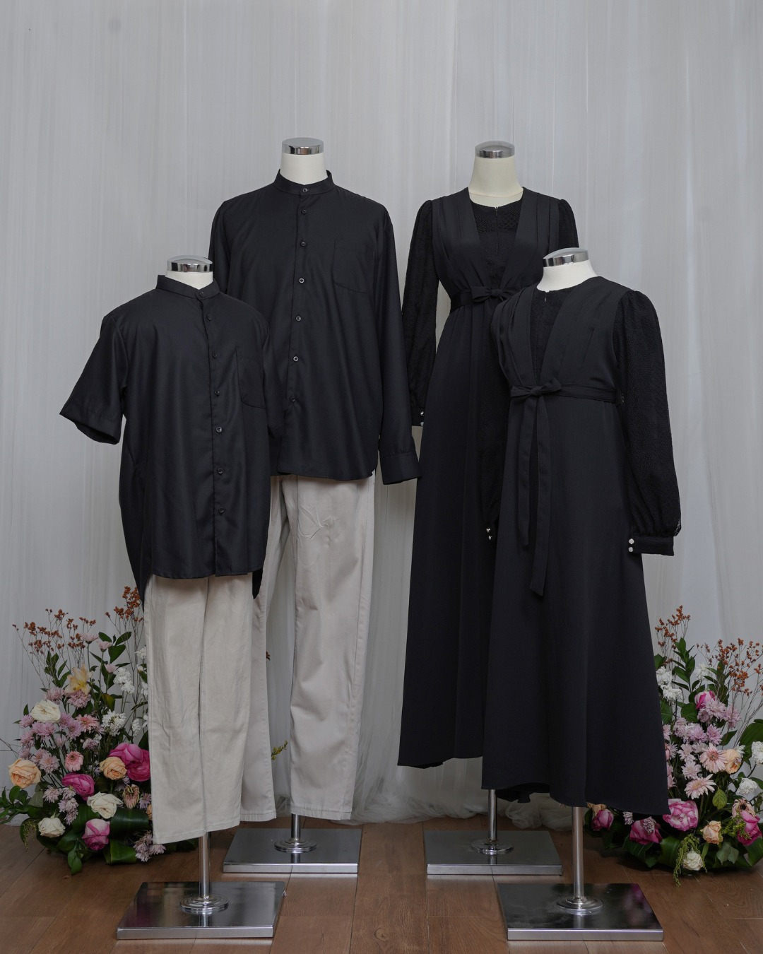 Evolvere - Sarimbit Keluarga Couple ILONA BLACK /Dress Kemeja Koko/Dewasa dan Anak