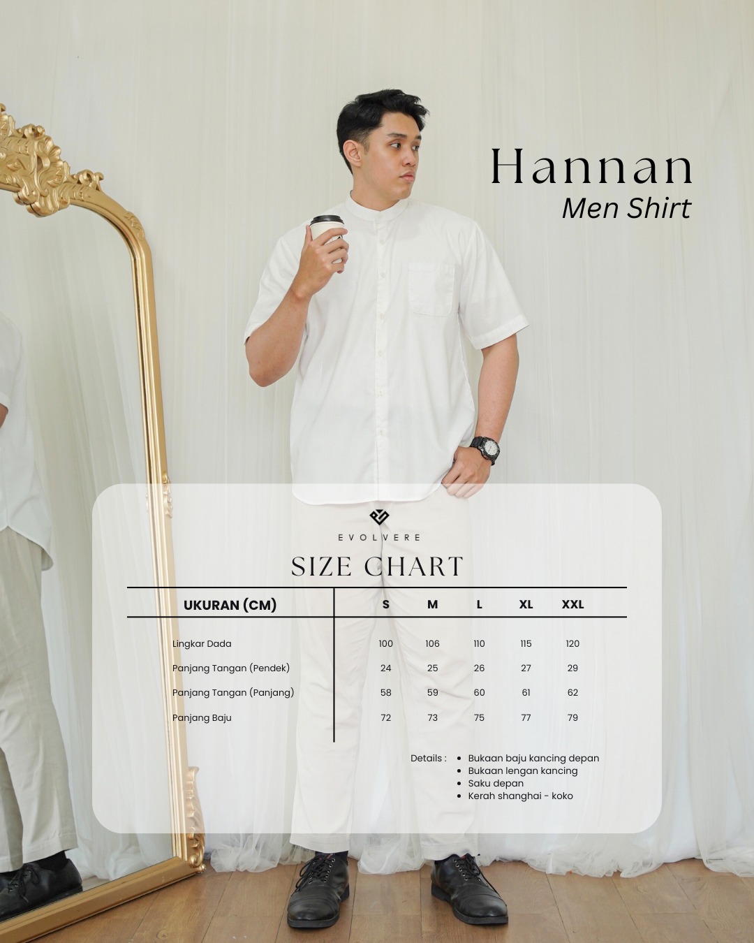 Evolvere-Hanan Men Shirt Koko Dewasa Cowo Katun