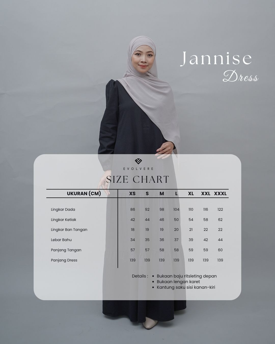 Evolvere - Jannise Dress Simple Gamis Wanita Katun Linen