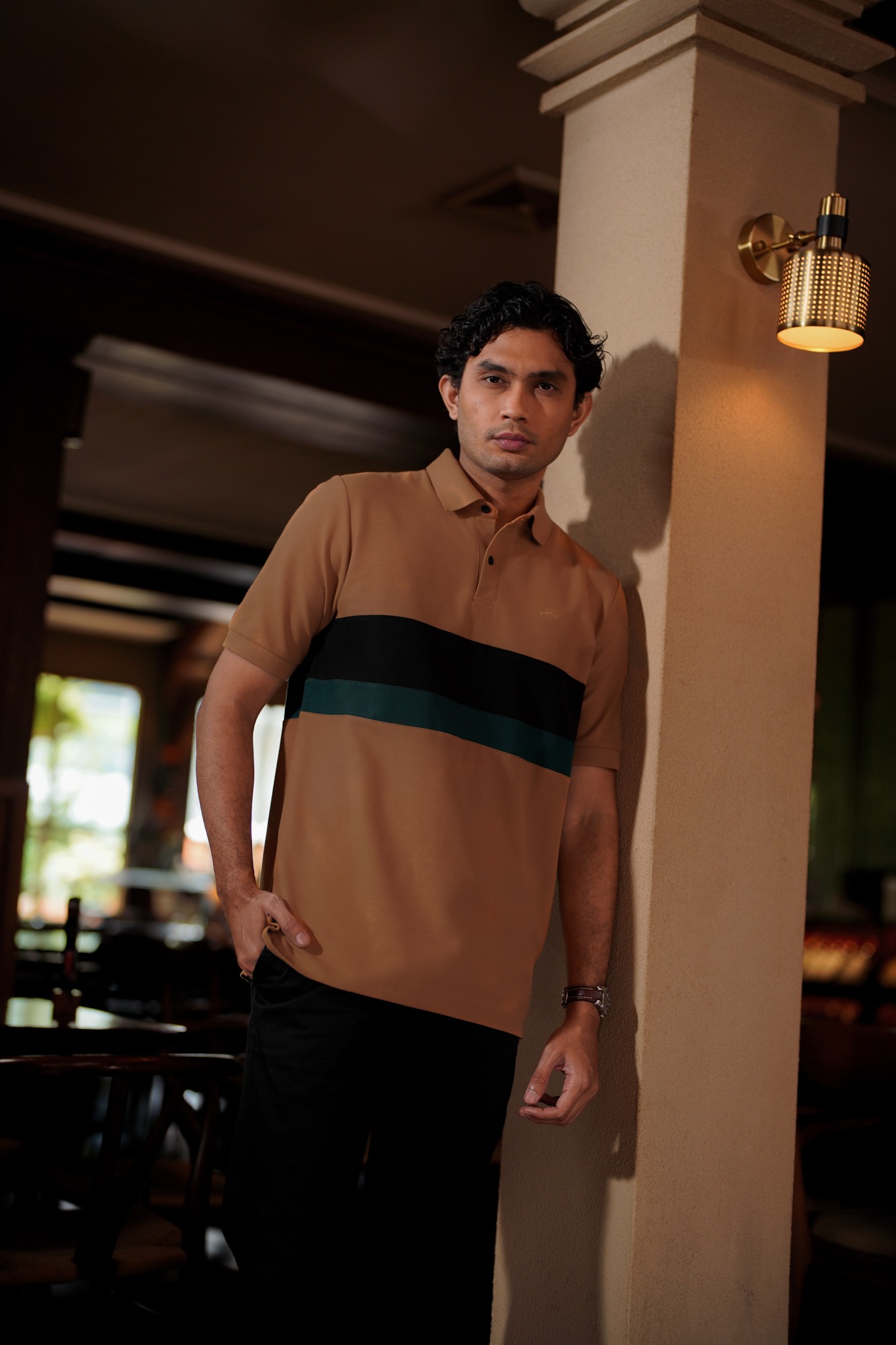 TRI COLOR POLO - ALMOND