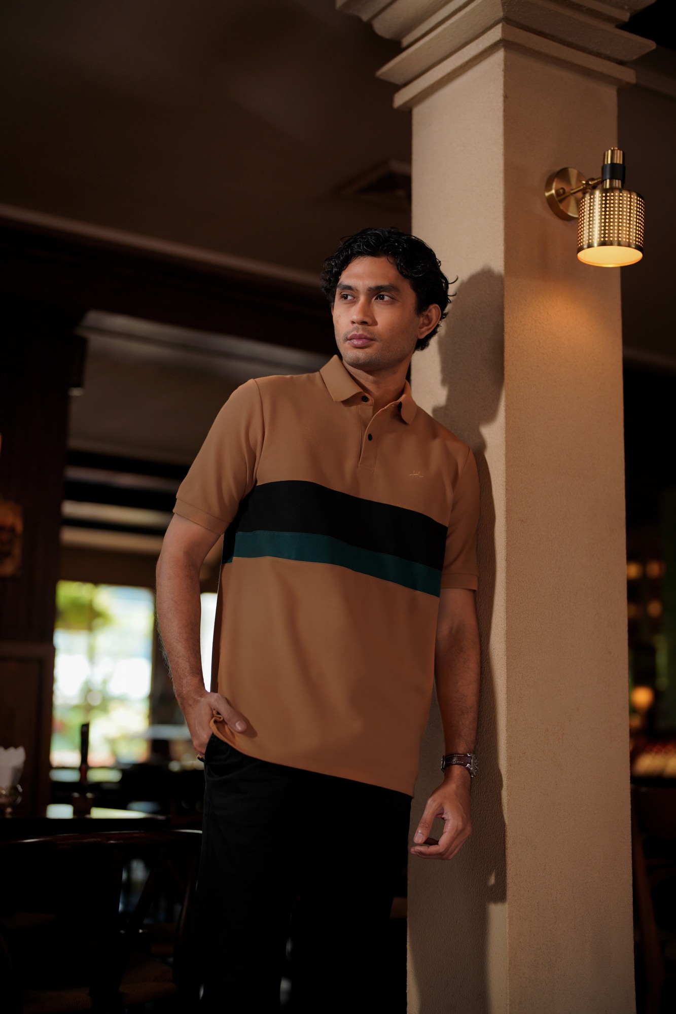 TRI COLOR POLO - ALMOND