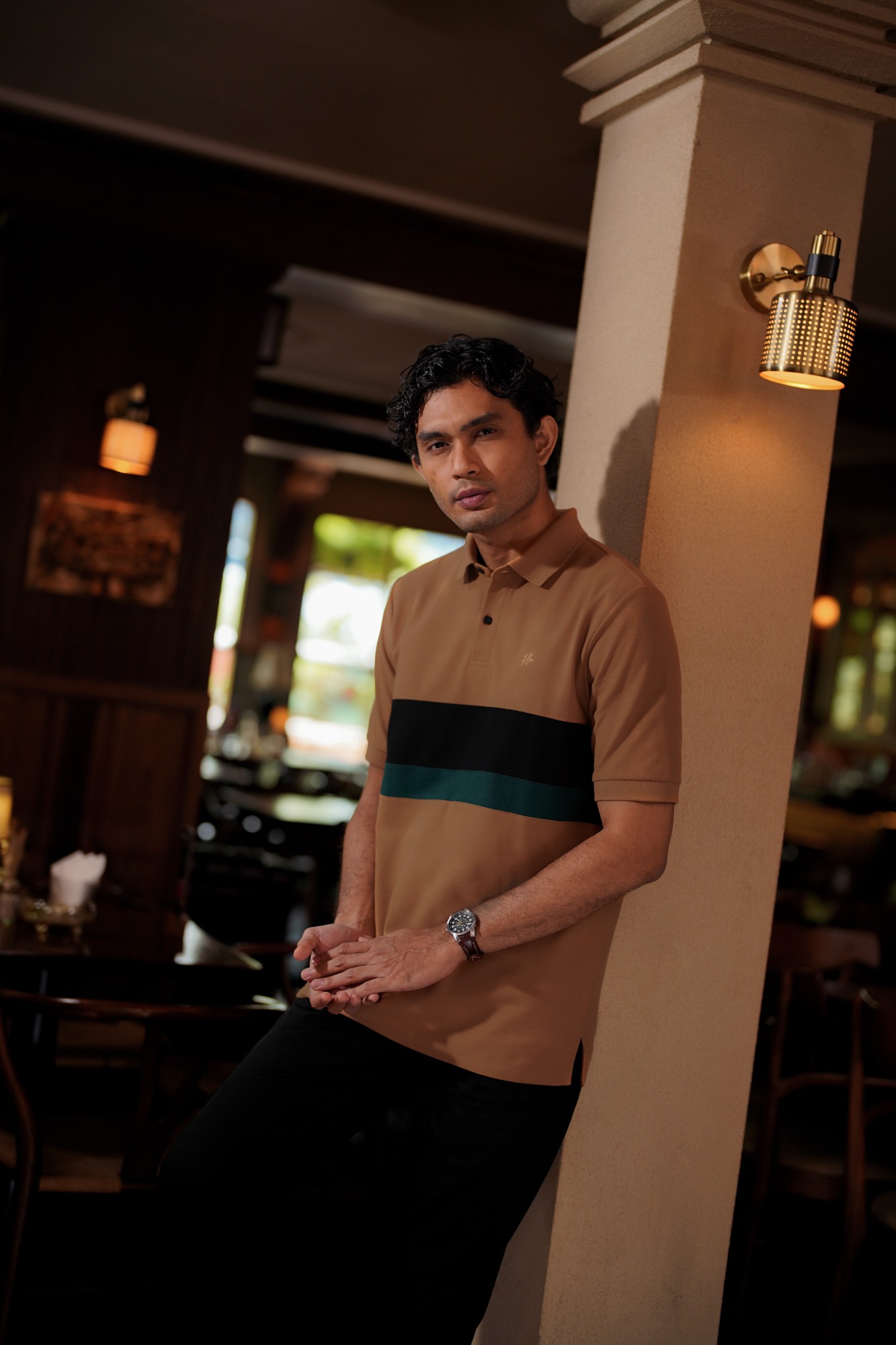 TRI COLOR POLO - ALMOND