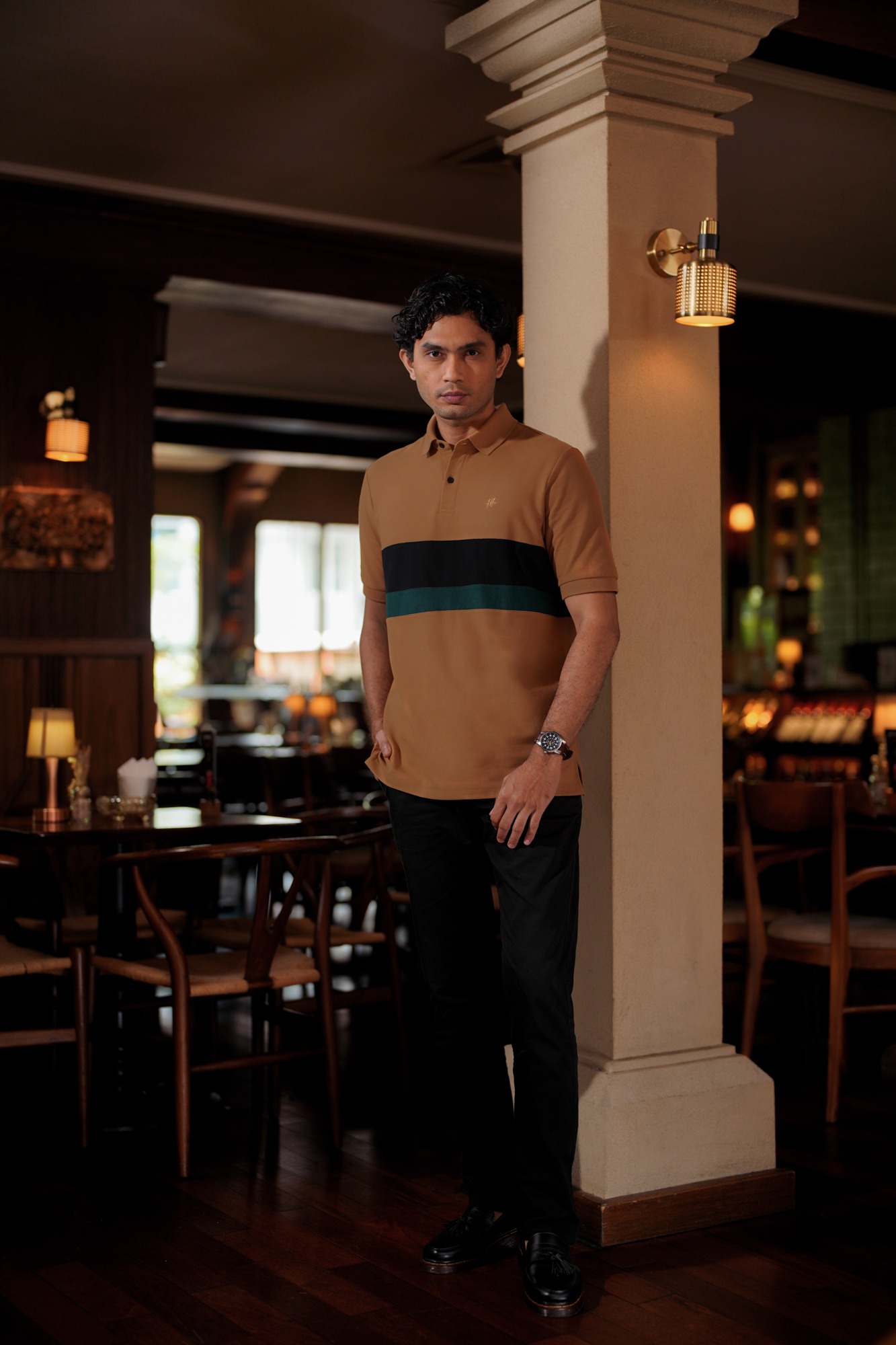 TRI COLOR POLO - ALMOND