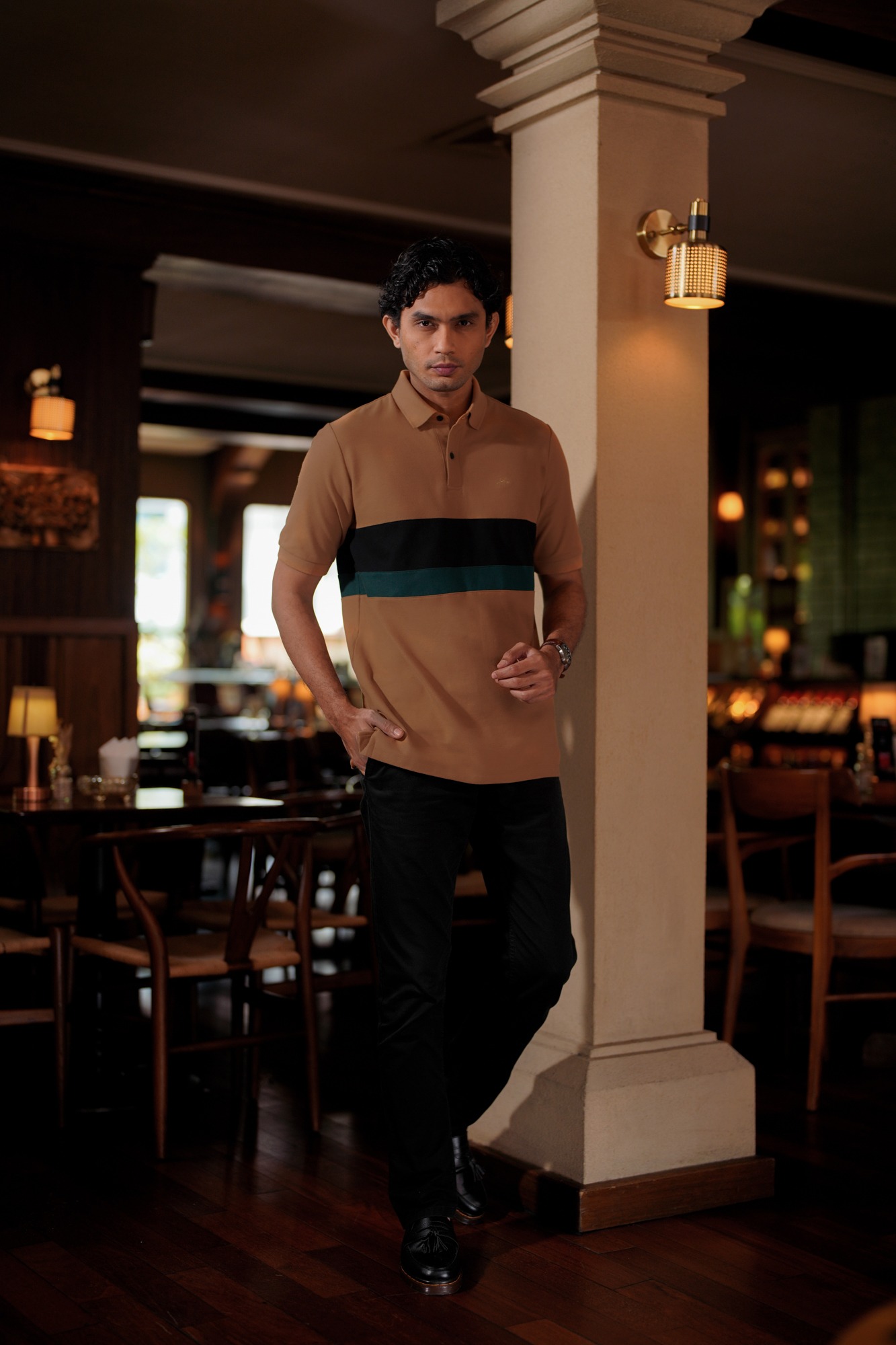 TRI COLOR POLO - ALMOND