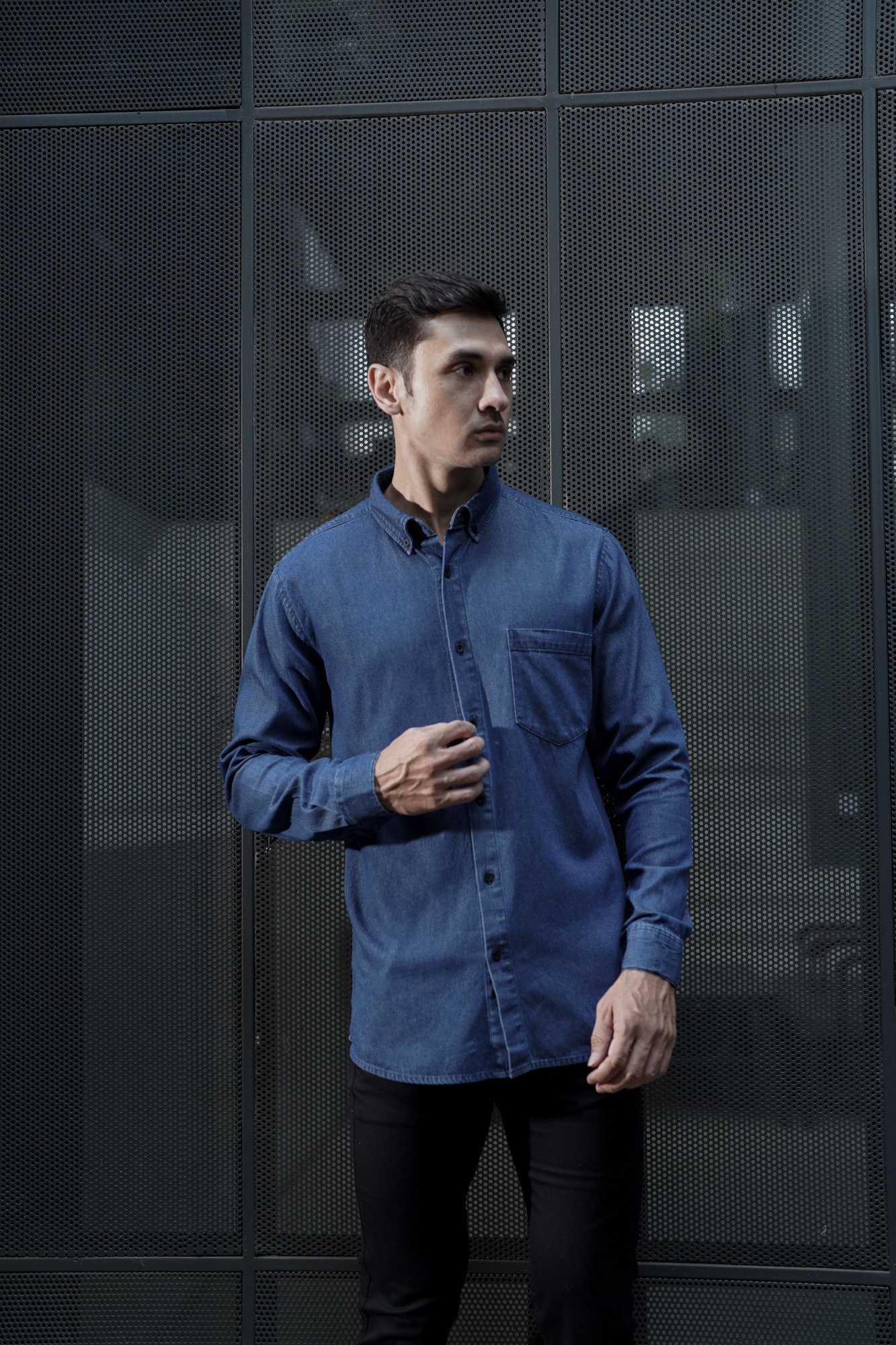 DENIM SHIRT LONG SLEEVE - DARK