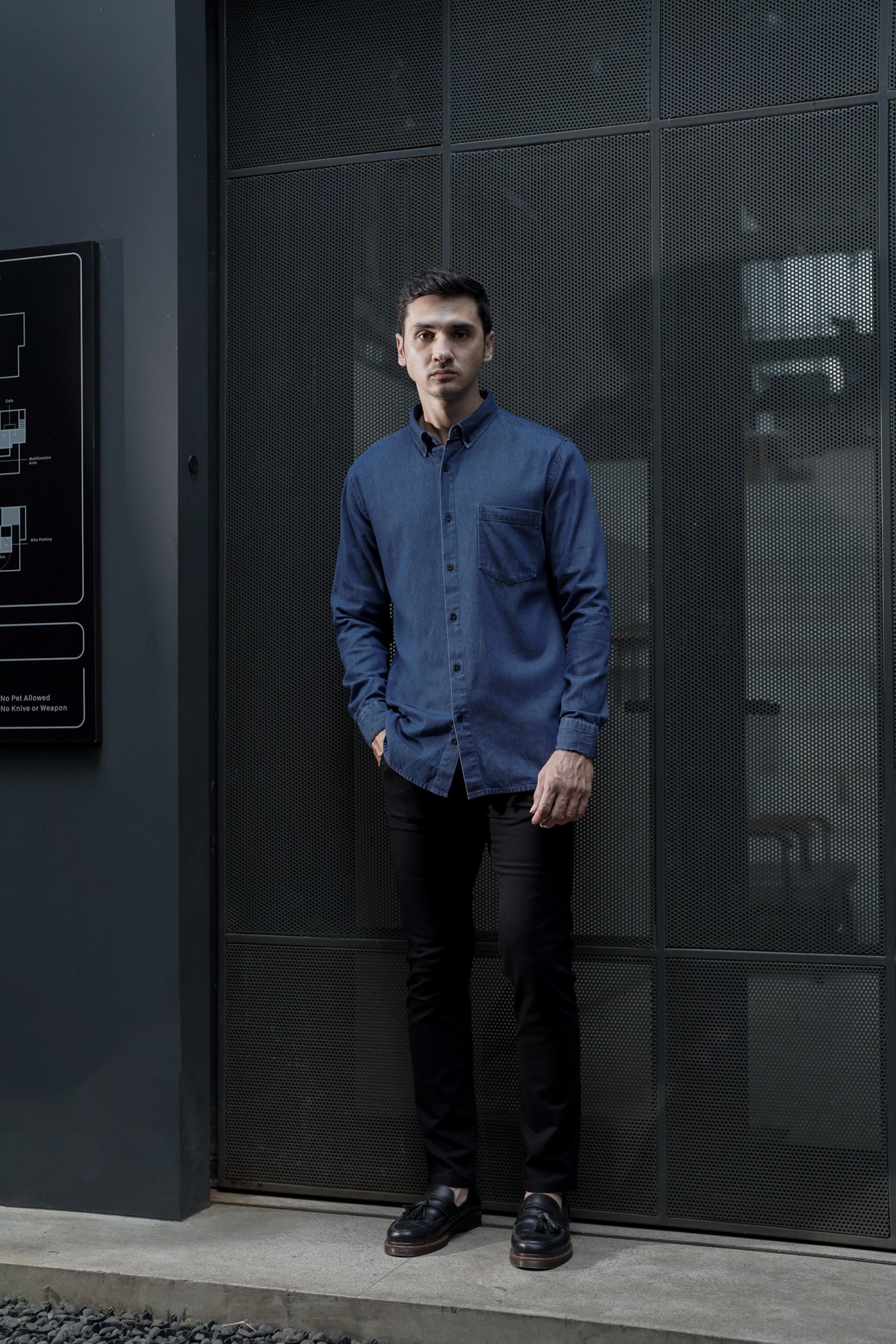 DENIM SHIRT LONG SLEEVE - DARK