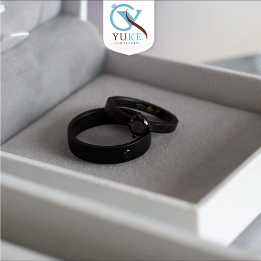Image of Cincin Kawin Emas Dan Perak Full Black With Onyx Stone Cincin Couple Black Ring Cincin Nikah Cincin Tunangan
