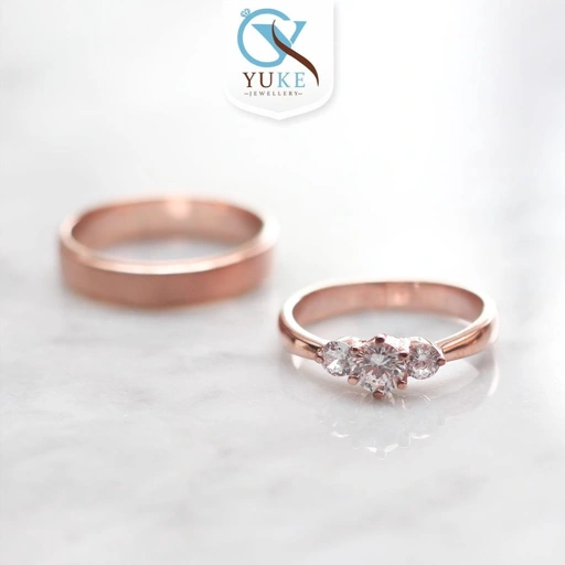 Image of Cincin Kawin Cincin Couple Cincin Tunangan Emas Dan Perak Rose Gold Zircon Stone