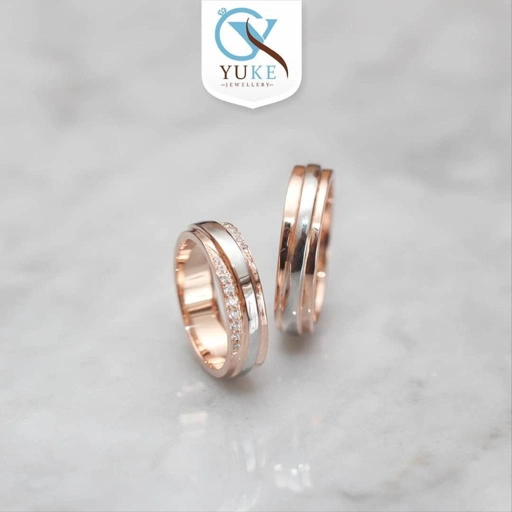 Image of Cincin Couple Emas & Silver/Perak Finishing Silver & Rosegold With Zircon Stone Cincin Emas