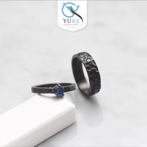 Image of Cincin Kawin Cincin Couple Bahan Perak/Silver 925 Cincin Tunangan Cincin Rustic Black Cincin Hitam Black Rodhium
