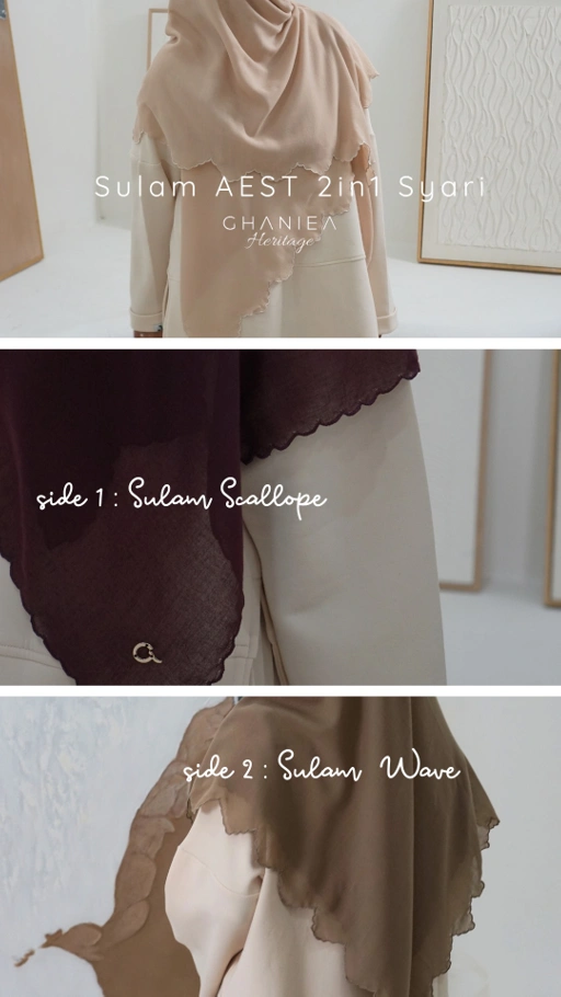 Image of GHANIEA Heritage-Sulam AEST 2in1 Syar'i Scarf size 