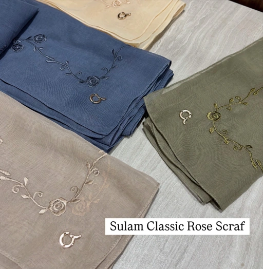 Image of GHANIEA Heritage-Sulam Classic Rose /Jilbab Sulam Bordir Handmade Pengrajin