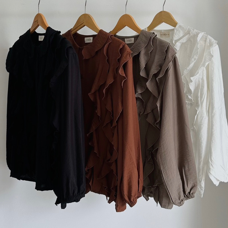 Renaette - KAYRA BLOUSE - Atasan Wanita - Baju Ruffle Kekinian - Blouse Kemeja Kerja - Blouse Korea Elegan