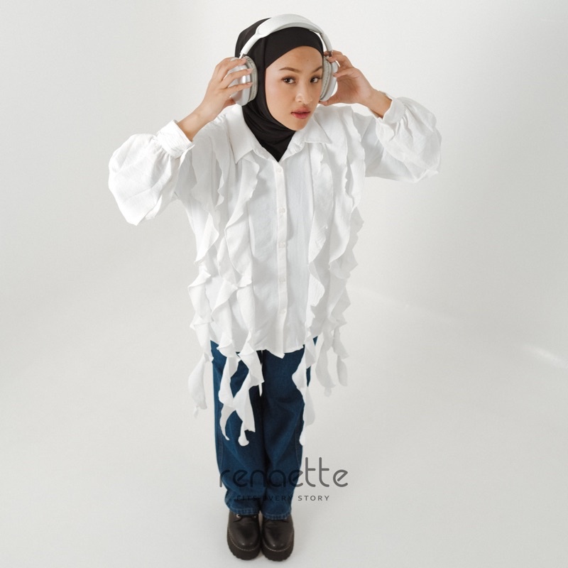 renaette - nessie top | baju kriwil | kemeja unik | oversize | kemeja premium | kemeja crinkle | atasan wanita
