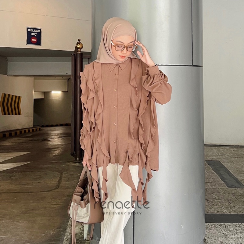 renaette - nessie top | baju kriwil | kemeja unik | oversize | kemeja premium | kemeja crinkle | atasan wanita