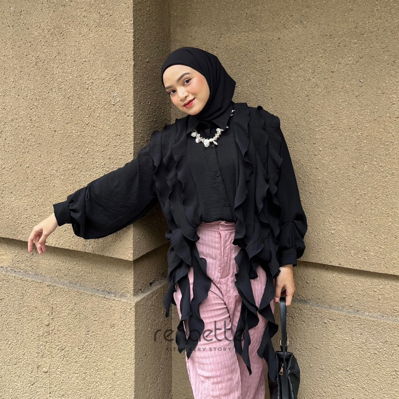 renaette - nessie top | baju kriwil | kemeja unik | oversize | kemeja premium | kemeja crinkle | atasan wanita