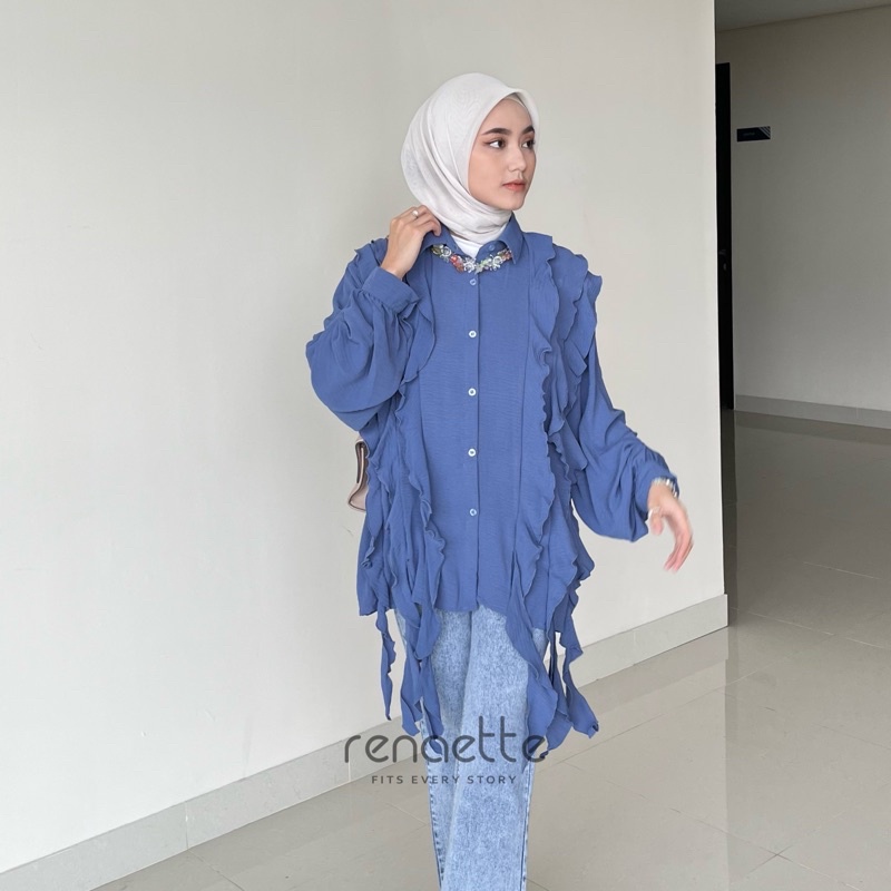 renaette - nessie top | baju kriwil | kemeja unik | oversize | kemeja premium | kemeja crinkle | atasan wanita
