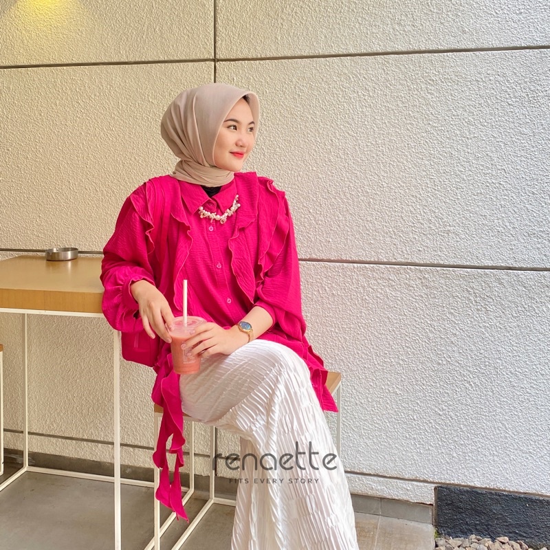 renaette - nessie top | baju kriwil | kemeja unik | oversize | kemeja premium | kemeja crinkle | atasan wanita