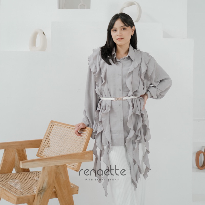 renaette - nessie top | baju kriwil | kemeja unik | oversize | kemeja premium | kemeja crinkle | atasan wanita