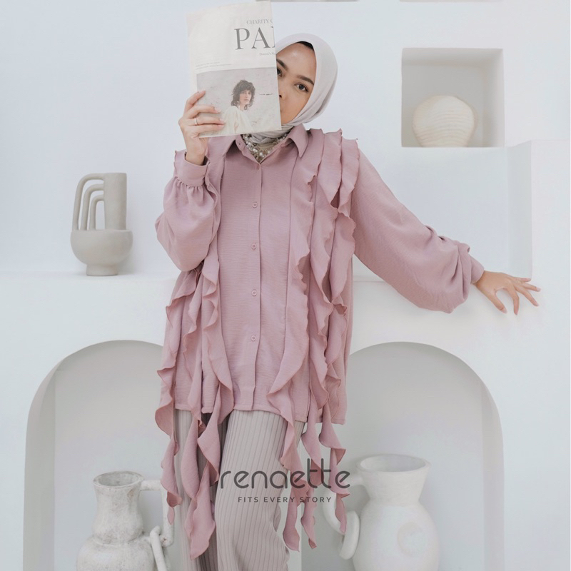 renaette - nessie top | baju kriwil | kemeja unik | oversize | kemeja premium | kemeja crinkle | atasan wanita