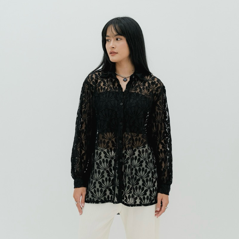 renaette - bian lace shirt | kemeja brukat | oversized shirt