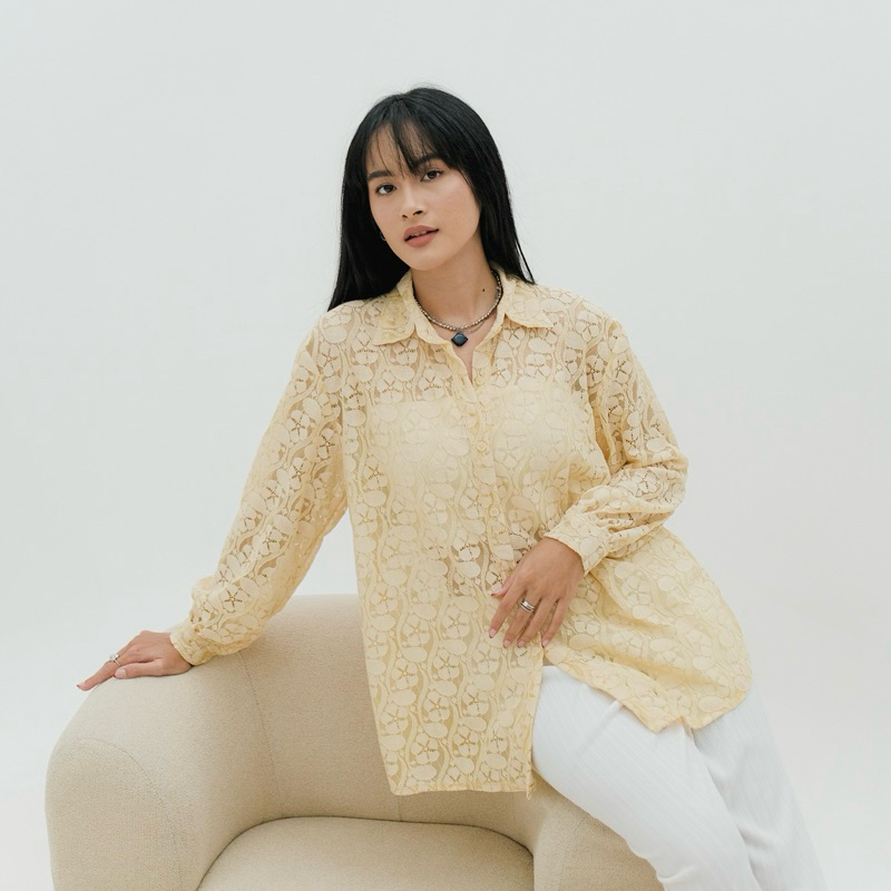 renaette - bian lace shirt | kemeja brukat | oversized shirt