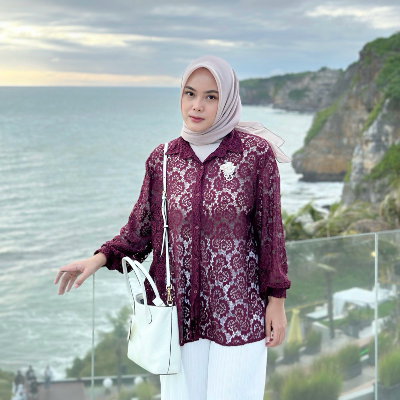 renaette - bian lace shirt | kemeja brukat | oversized shirt
