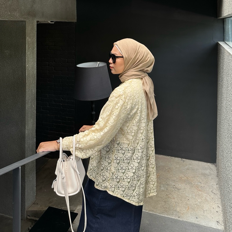 renaette - bian lace shirt | kemeja brukat | oversized shirt
