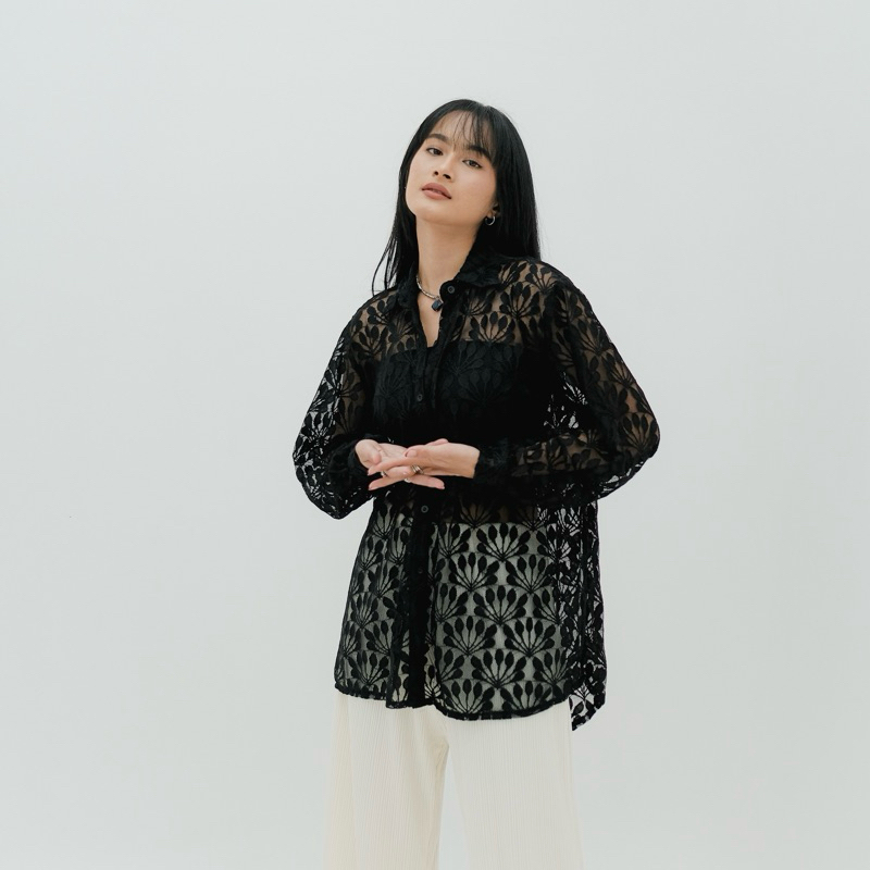 renaette - bian lace shirt | kemeja brukat | oversized shirt