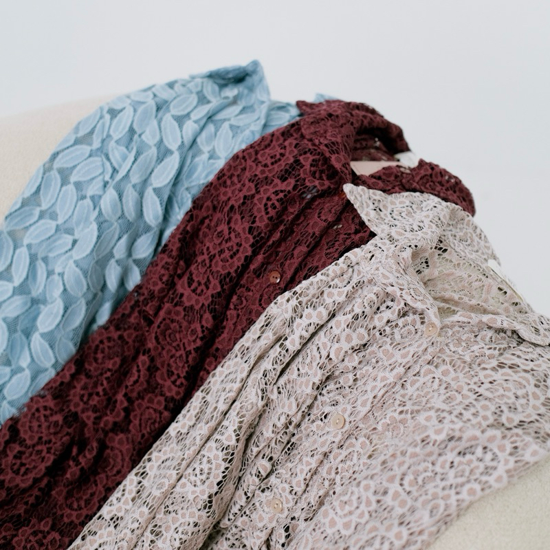 renaette - bian lace shirt | kemeja brukat | oversized shirt