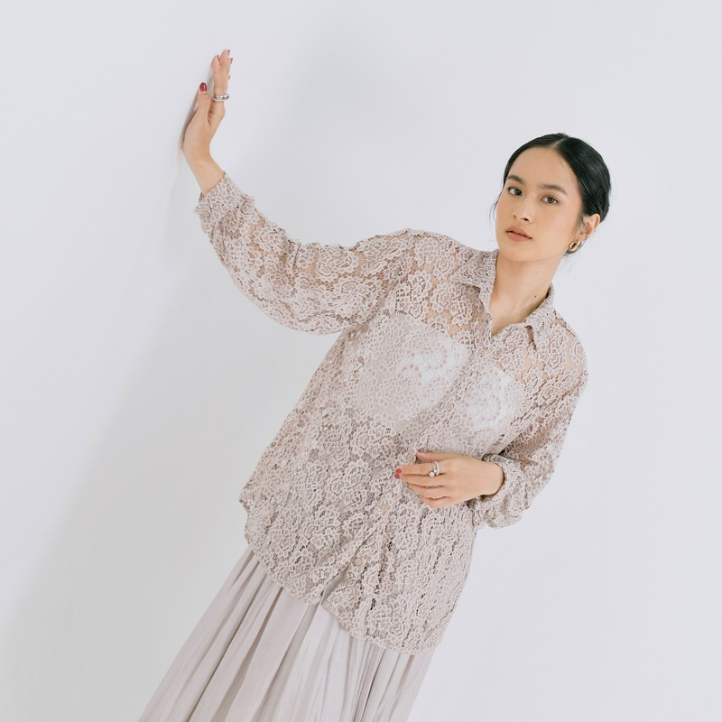renaette - bian lace shirt | kemeja brukat | oversized shirt