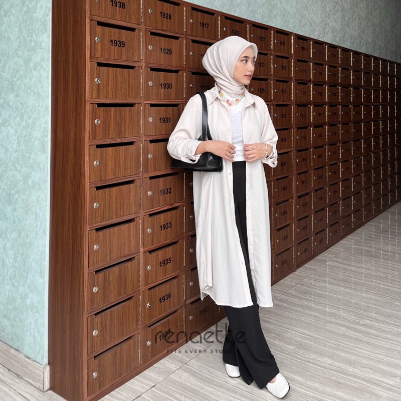 renaette - mona tunik | oversize tunik | tunik putih | tunik wanita