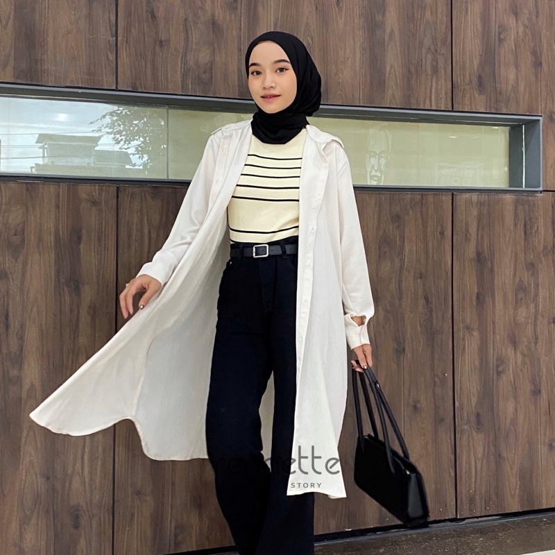 renaette - mona tunik | oversize tunik | tunik putih | tunik wanita