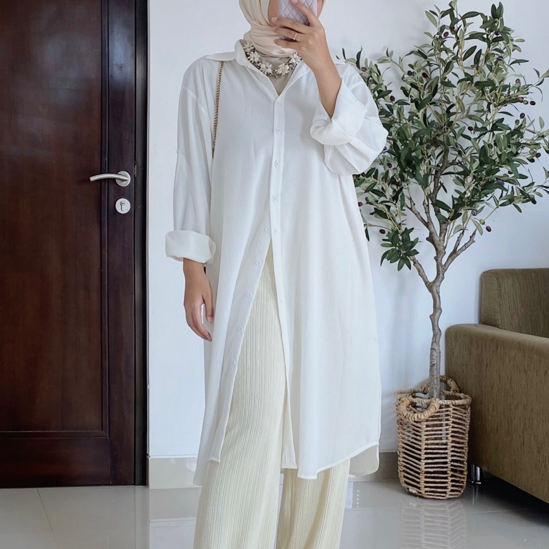 renaette - mona tunik | oversize tunik | tunik putih | tunik wanita