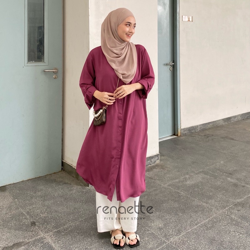 renaette - mona tunik | oversize tunik | tunik putih | tunik wanita