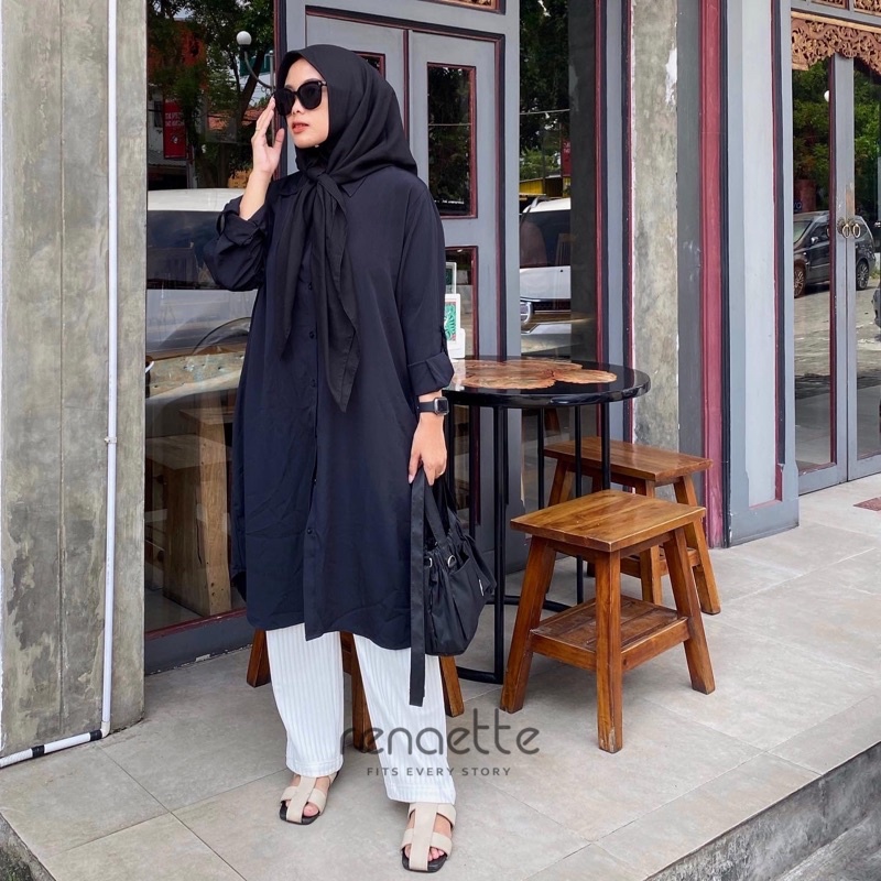 renaette - mona tunik | oversize tunik | tunik putih | tunik wanita