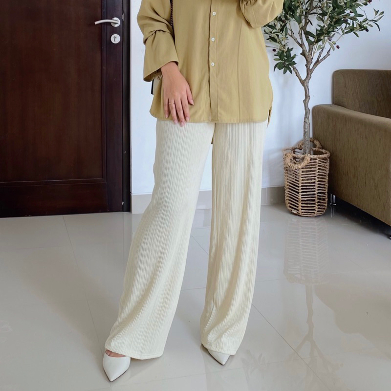 renaette - kale pleats cullote - bawahan - highwaist - kulot wanita premium - celana panjang wanita - loose pants - flare pants